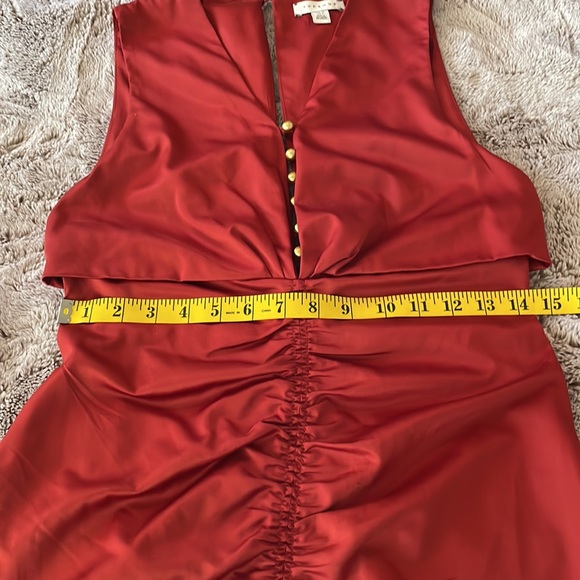 TOPSHOP, Rushed Button Satin Midi Dress - Picture 8 of 10